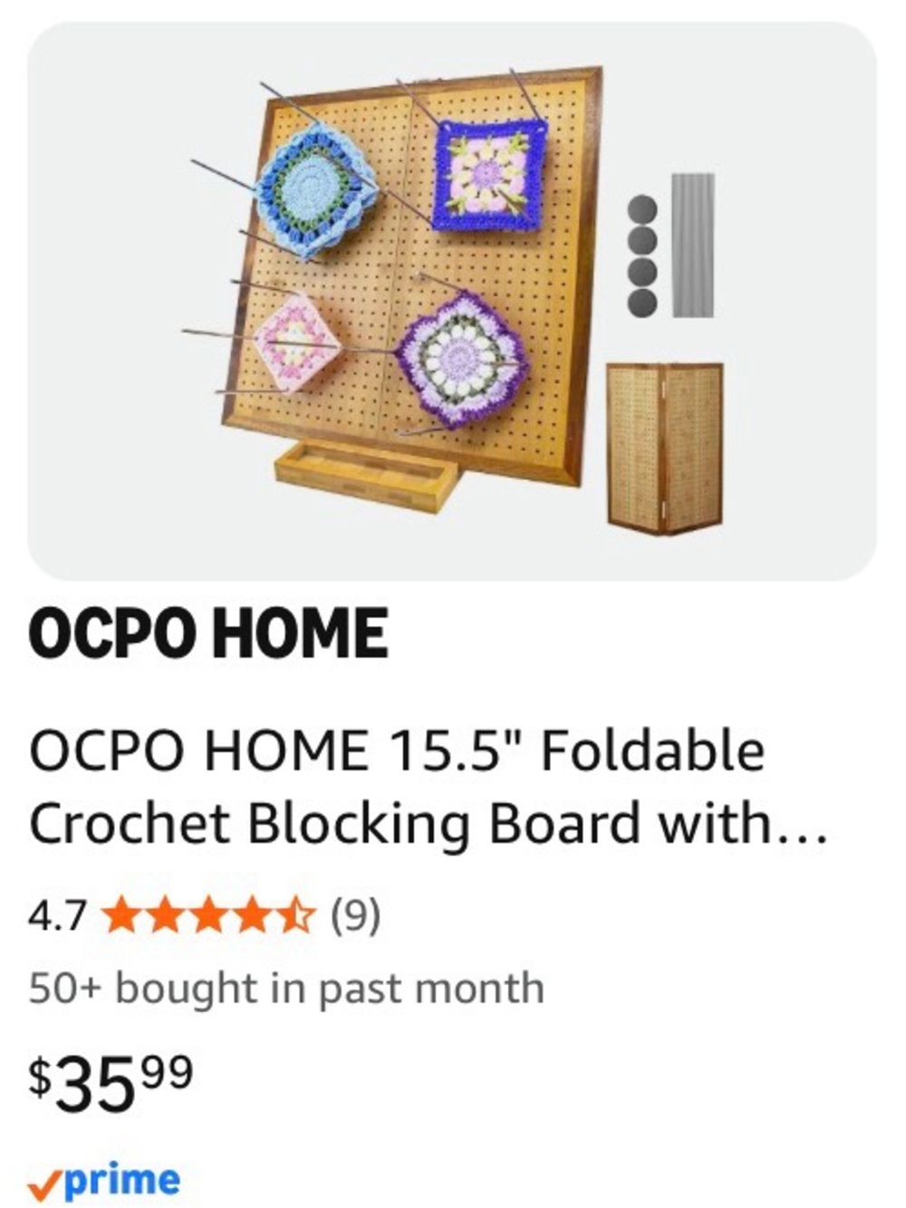 NEW Foldable Crochet Blocking Board - Wood Pegboard